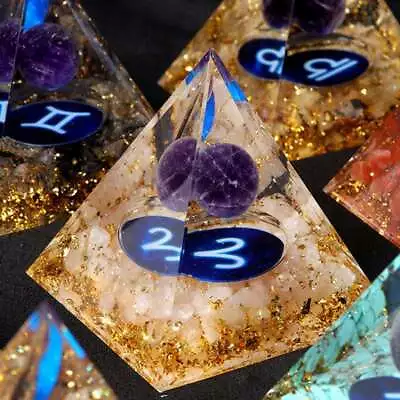 Natural Amethyst Ball Quartz Crystal Orgonite The Zodiac Sign Pyramid Art Decor • $18.82