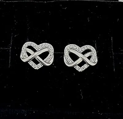 Pandora Sparkling Infinity Heart Stud Earrings Sterling Silver S925 Ale • £23.99