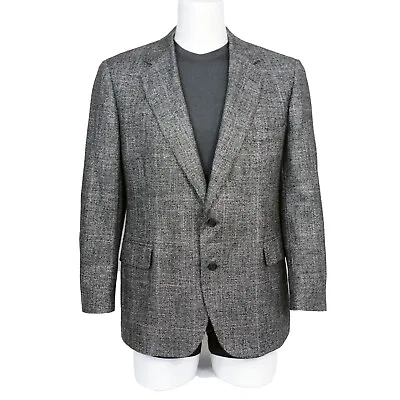 John Alexander Blazer 40S Mens Black Wool Tweed Single Vent 2 Button Vintage USA • $29.99