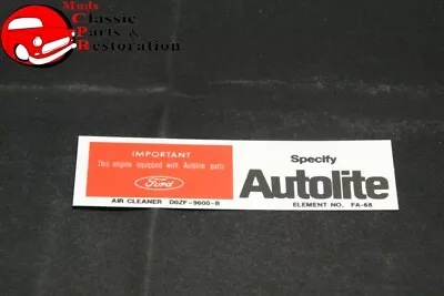 70 Ford Mustang Torino 250ci Autolite Replacement Parts Decal Part # DOZF-9600-B • $15.50