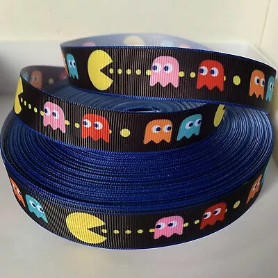 Yard Retro 1980s Pacman Video Game Ghosts Arcade Grosgrain Ribbon Character • £1.10