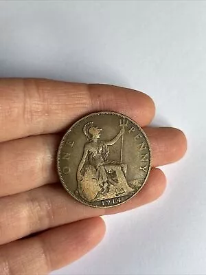 Extremely Rare 1914 One Penny King George V British Coin Unique WW1 • £1200