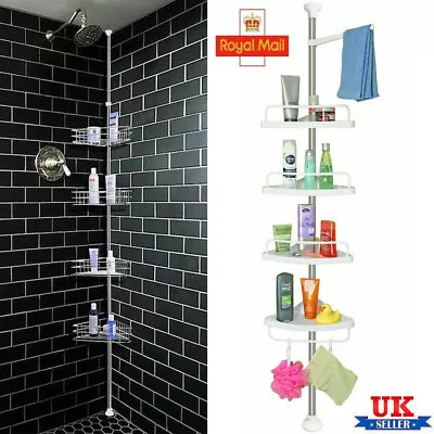 £14.59 • Buy 4 Tier Telescopic Bathroom Wall Corner Shelf Rack Caddy Shower Storage Organizer