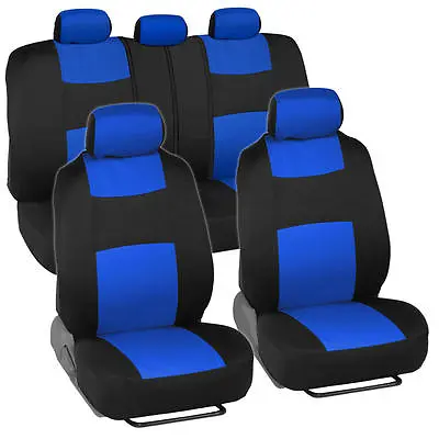 Car Seat Covers For Ford Mustang 2 Tone Blue & Black W/ Split Bench • $30.99