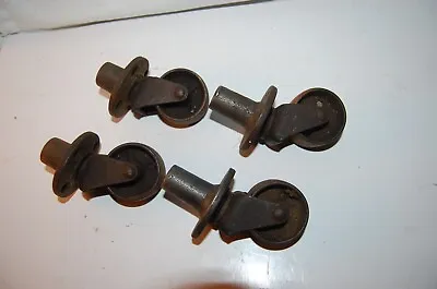 $34.99 • Buy Vintage Set Of 4 Cast Iron Industrial Casters Heavy Duty