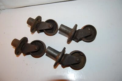 Vintage Set Of 4 Cast Iron Industrial Casters Heavy Duty • $34.99