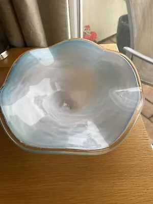 Beautiully Made Super Large Sky Blue Murano Style Bowl 36 Cm Across 12.5 Cm H • £48.50