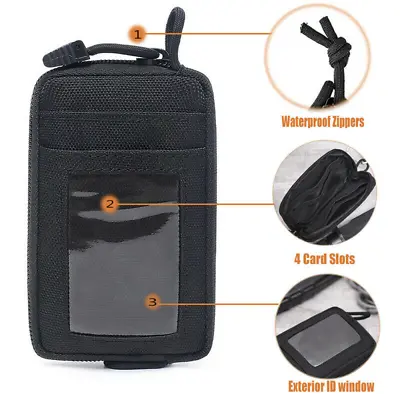 Black Tactical Mini Wallet Coin Key Bag ID Card Holder Pouch Durable Purse Gear • $8.99