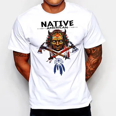 Native American Indian T-Shirt Warrior Skull Western Tomahawk Navajo Sioux New  • $19.99