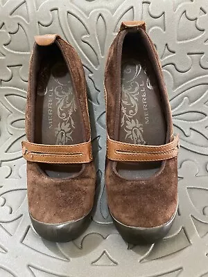 Merrell Plaza Bandeau Mary Jane Outdoor Shoes Espresso Brown Suede Size 8.5 • $16