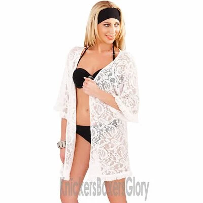 £13.95 • Buy Womens/Ladies Crochet Tassel Fringe Beach Top Kimono Wrap Cover Up Size S, M, L