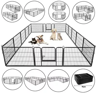 24  Heavy Duty Metal Dog Cat Exercise Fence Playpen Kennel 16 Panel Safe For Pet • $111.58