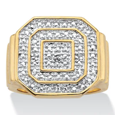 PalmBeach Jewelry Men's Round Gold-Plated Genuine Diamond Accent Octagon Ring • $25.97