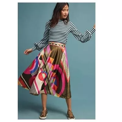 Manish Arora Anthropologie Women's Fitzroy Skirt Pleated A Line Multi Size 00 • $97.30