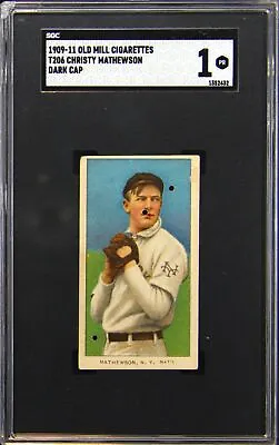 1909-11 T206 Old Mill Cigarettes Dark Cap Christy Mathewson SGC 1 • $1106.82