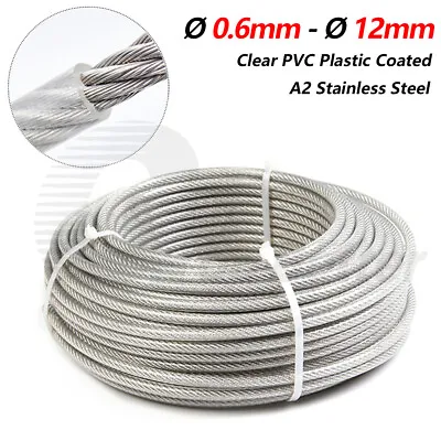 £1.55 • Buy Clear Coated 304 Stainless Steel Wire Rope Cable Rigging 0.6mm-12mm 1x7 7x7 7x19