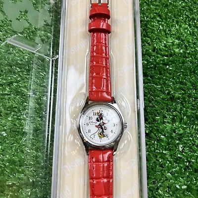 Disney Parks Womens 3d Minnie Mouse Watch With Red Leather Band • $28