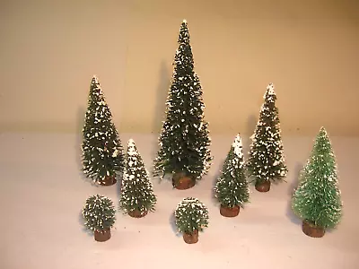 Vintage Christmas Bottle Brush Tree Ornament Lot Wood Base !! • $17.99