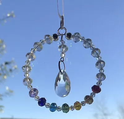 🌈 Chakra Colour AB Crystal Light Sun-catcher - Clear Teardrop Birthday Gift • £5.45