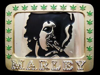 Kc21173 Very Cool Rhinestone Studded **bob Marley Smoking Marijuana** Buckle • $12
