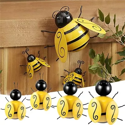 Set Of 4 Decorative Metal Bumble Bee Garden Accents Wall Art Sculpture Ornament • $10.49