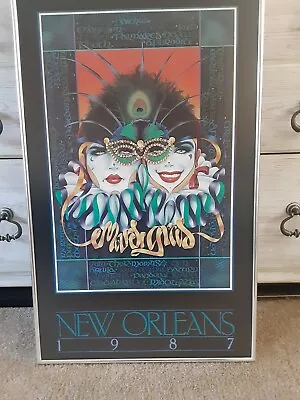 1987 Andrea Mistretta Mardi Gras Poster Professionally Framed 18 By 30 READ  • $130