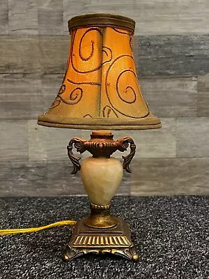 Marble & Antique Brass Finish Desk Accent Lamp W/ Shade 11  X 6  • $21.99