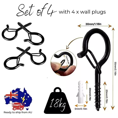 Ceiling Hooks Screw Stainless Steel Cup Hook Wall Mount Q Hanger Buckle Plant • $8.90