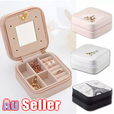 $16.85 • Buy Travel Portable Organizer Case Jewellery Box Necklace Storage Makeup Mirror