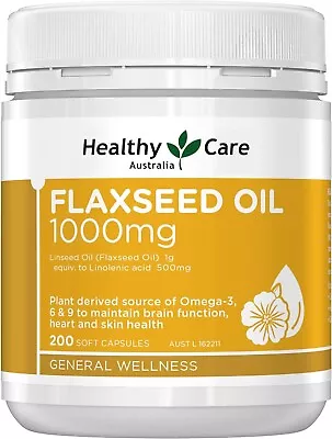 Super Flaxseed Oil 1000mg 200 Capsules | Plant-derived Source Of Omega 3 6 &9 • $25.90