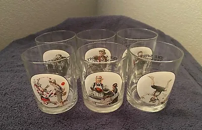 Set Of 6 Vintage Norman Rockwell Christmas Saturday Evening Post Glass Tumblers • $11