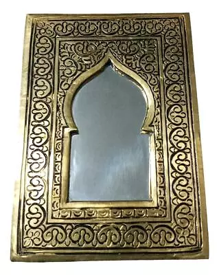 Moroccan  Small Bronze Hand Mirror Decoration Door Shape • $21.89