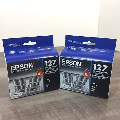 (Lot Of 2) Epson 127 XL Black Printer Ink Cartridges - High Capacity - EXP 2019 • $38.99