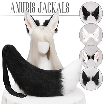 Faux Fur Fox Wolf Ears Headband Furry Tail Hairband Cosplay Costume Fancy Dress • $38.88