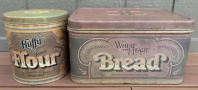 Vintage 1977 WHEAT HEART R & D Co. Hinged Metal Tin BREAD BOX 1979 FLUFFY FLOUR • $47.99