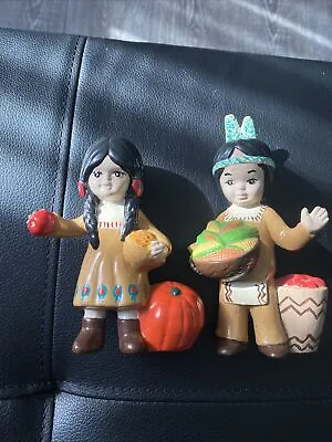 Vintage Ceramic Native American Indian Couple Thanksgiving Boy Girl Couple Cute • $11.90