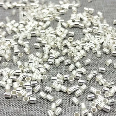 Bulk 925 Sterling Silver Tiny Crimp Tube Beads Spacers 1.2mm 1.5mm 2mm 3mm • $44.12