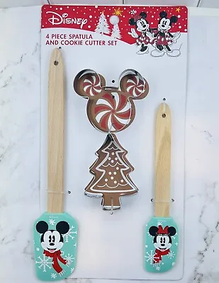 Disney Mickey Minnie Mouse Holiday Christmas Spatula Cookie Cutter 4-Piece Set • £12.28