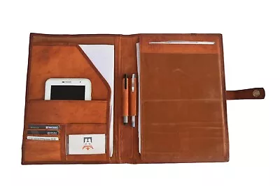 Vintage Leather Portfolio Padfolio Business Organizer A4 Case Cover Folder Bag • $60.71