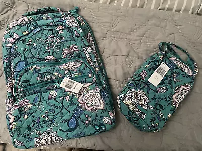 Vera Bradley Essential Large Backpack & Lunch Bunch PEACOCK GARDEN NWT • $102