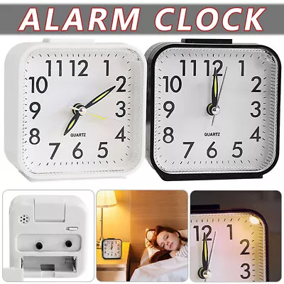 Quartz Alarm Clock With Night Light No Tick Snooze Silent Small Bedside Clock AU • $15.99