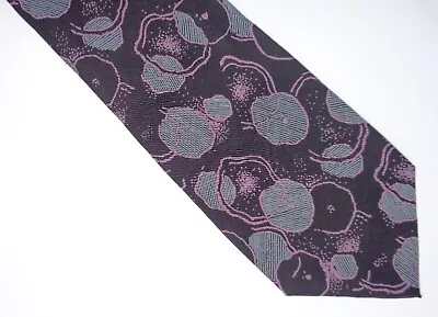 ENRICO COVERI 100% Silk Necktie ITALY Designer GEOMETRIC Black/Pink/Gray GUC • $4.75