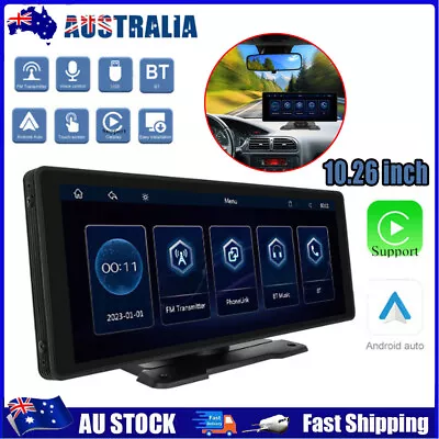 10.26 Inch Touch Screen 4K Car Wireless A Pple CarPlay Android Auto FM Bluetooth • $84.16