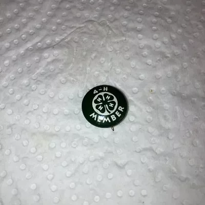 Vtg Small Green White 4-H Member Club Group Button Pin Advertising School Social • $4