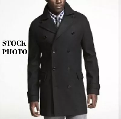 Express Water Resistant Wool Blend Peacoat Topcoat - Black Men's Sizes L M XS • $48.99