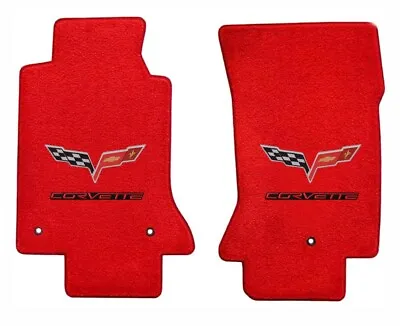 NEW! RED FRONT FLOOR MATS 2005-2007 C6 CORVETTE Embroidered Flag/Corvette Logo • $160.99