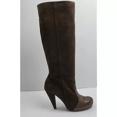 $39.99 • Buy Nana Brown Leather Boots Tall Boots Heeled Suede Equestrian Shoes Women' Sz 8