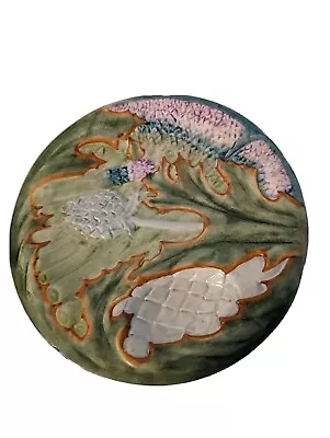 Majolica (2) Thistle Plates 10   Made In Portugal. Green Lavender • $24