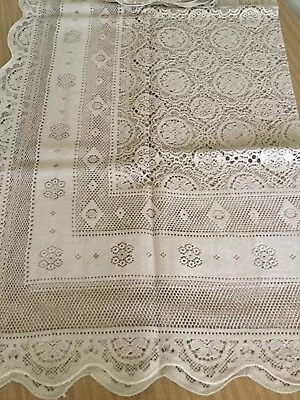 Vintage Beige Extra Large Lace Tablecloth 2500mm X 1360mm - NEW - FREE POSTAGE • $99.95