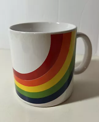 Vintage Coffee Mug Multicolor Striped Rainbow Unbranded Ceramic Cup Made Japan • $8